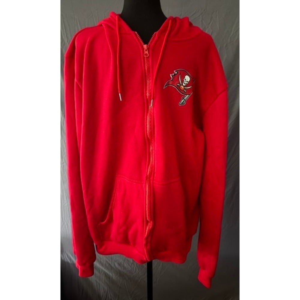 Tampa Bay Buccaneers Full Zip Hoodie Red Fleece Sweatshirt XXL NFL Fan Gear